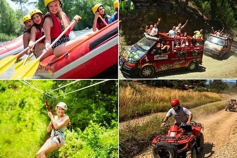 Lateral / Manavgat : Rafting combinado , Buggy & Jeep & Zipline (4 en 1)